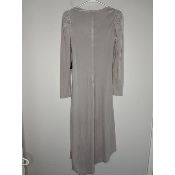 EXPRESS NEW Velour Maxi Dress Womens M Lined Gray Soft Fitted Stretch $98 retail - Picture 2 of 5